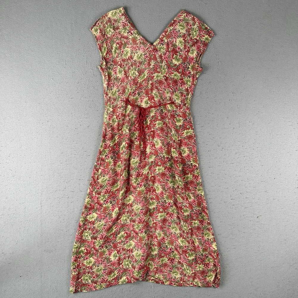 April Cornell Floral Beaded Rayon Midi Dress Boho Tropical Women M Vintage - Picture 14 of 16